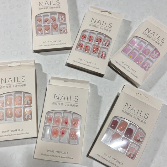 DIY Press-On Nails Set | Minimal Korean Style Artificial Nails | 12 PCS Natural Wearable Manicure( pack of 12)