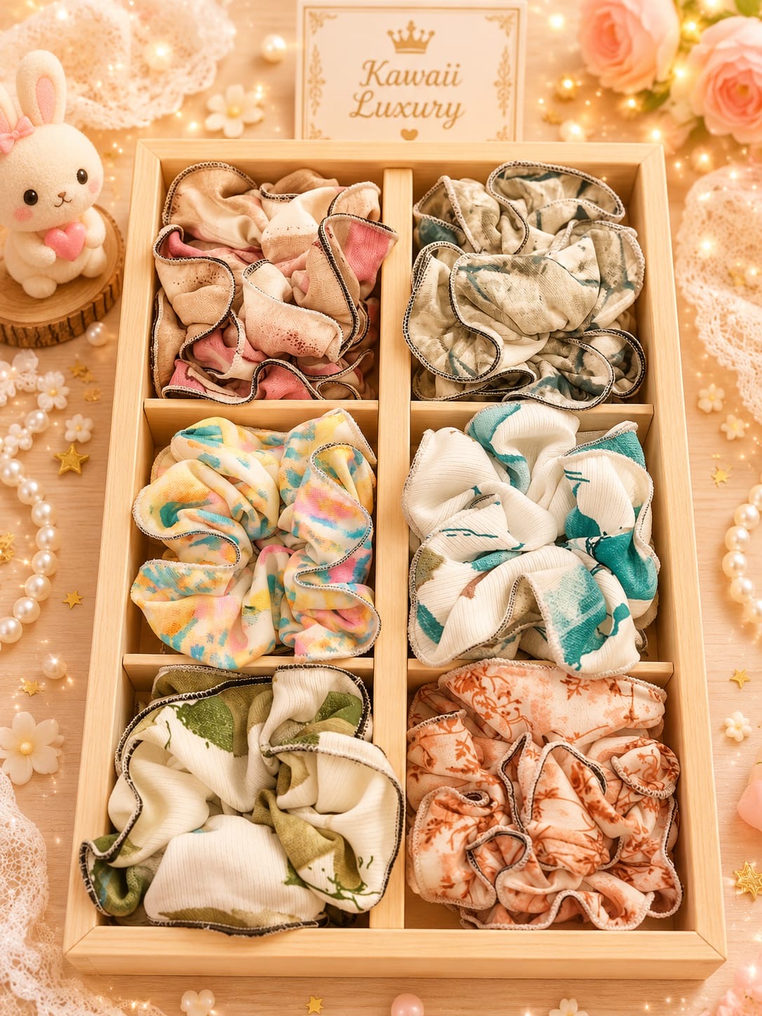 Korean box scrunchie (pack of 12)random mix design