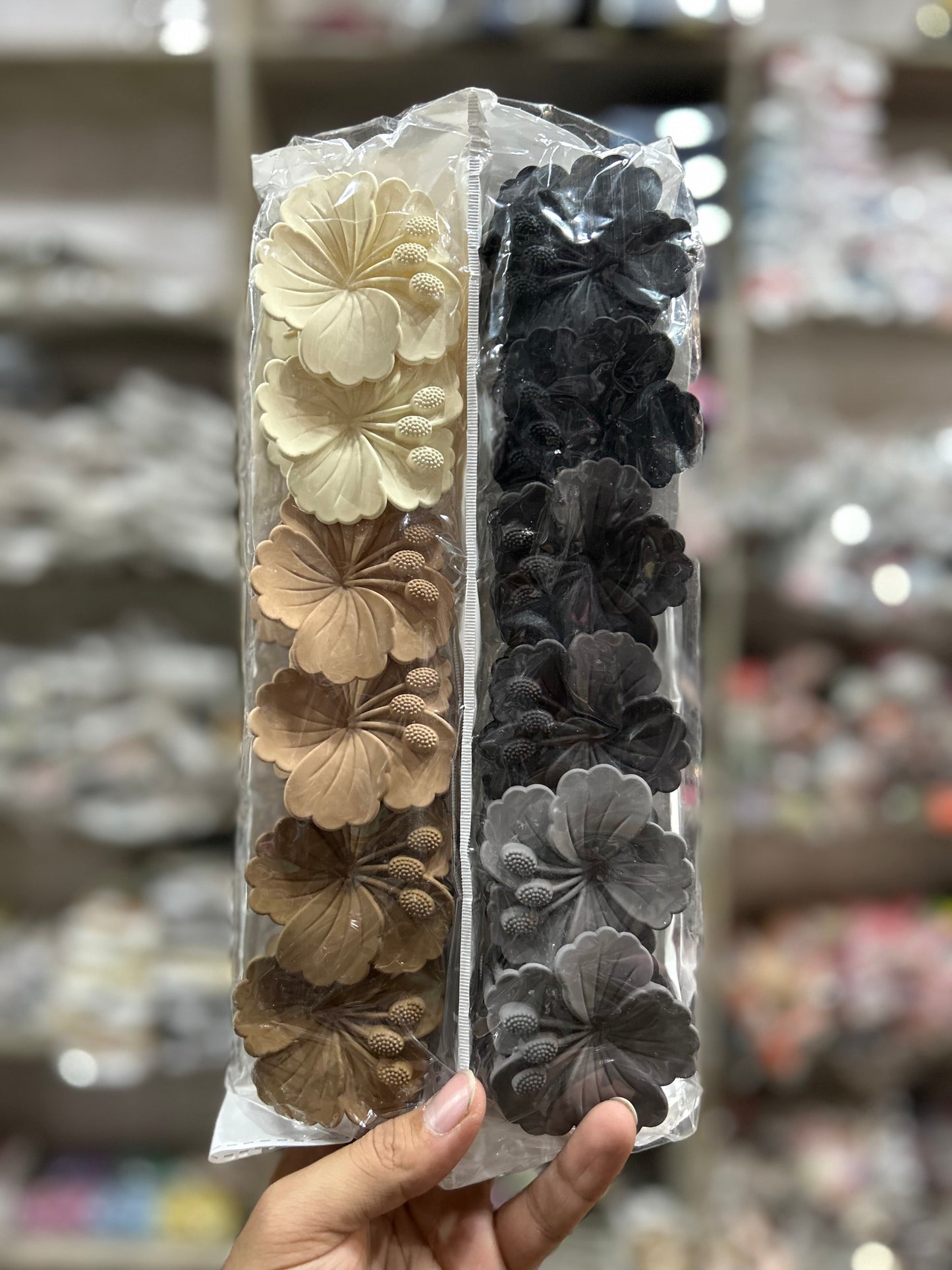 Korean Style Large Flower Hair Clips – Strong Grip Matte Finish(pack of 12)