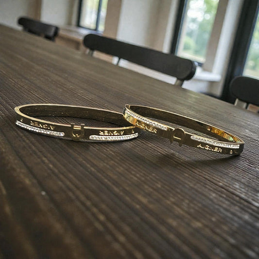 Anti-Tarnish Gold-Tone Minimal Crystal Line Kada( pack of 3)