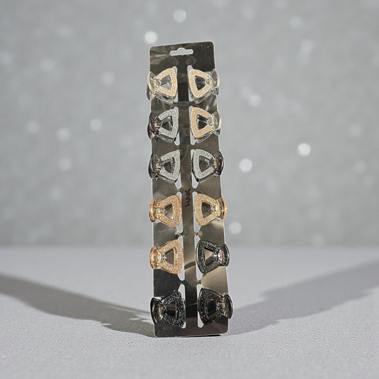 Mini Glitter Hollow Triangle Hair Claw Clips | Trendy Strong-Hold Hair Accessories( pack of 12)