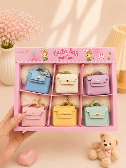 Mini Luxury Handbag Keychain Set – Cute Pastel Bag Charms ( pack of 12)