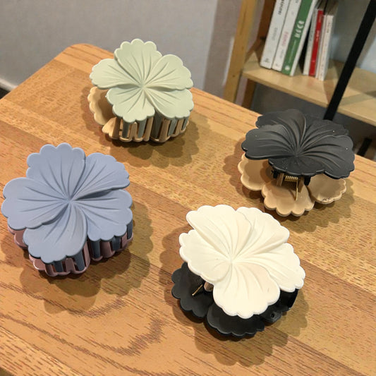 Korean Matte Flower Hair Claw Clip – Elegant Petal Design( pack of 12)