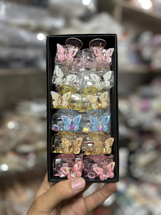 Cute Floral Crystal Hair Claw Clip Set (pack of 12)