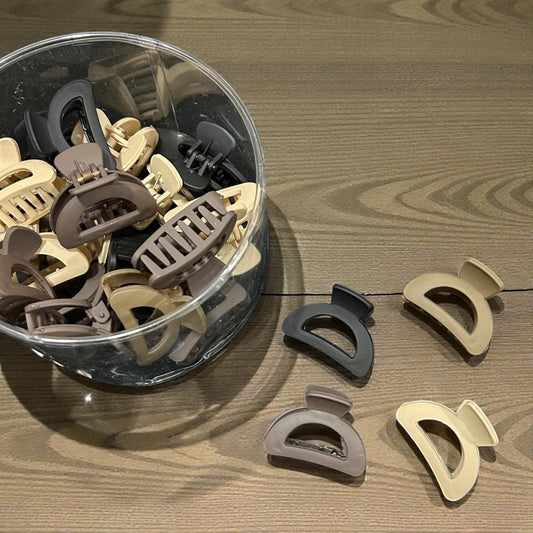 Matte Neutral Half-Moon Hair Claw Clips | Minimal Korean Style Hair Clutchers | Everyday Fashion Accessories( pack of 24)