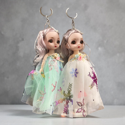 Cute Princess Doll Keychain with Glitter Dress – Adorable Girl Bag & Key Accessory-2( pack of 12)