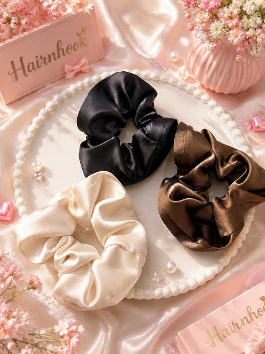 Premium Solid Satin Scrunchie – Soft & Elegant Hair Accessory(pack of 12)