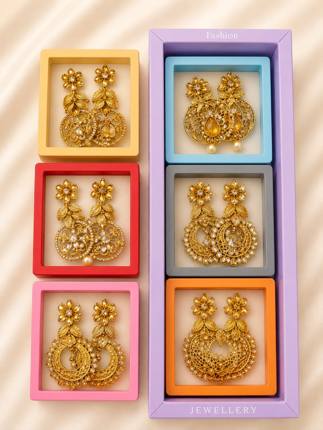 Indian style earrings for woman (pack of 6)
