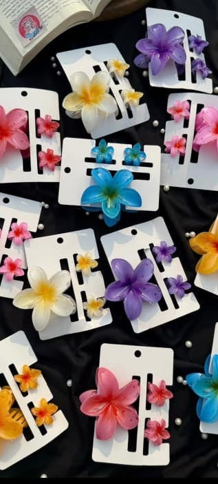 Colorful Flower Hair Clips Set | Cute Floral Hair Pins for Girls & Women( pack of 12)