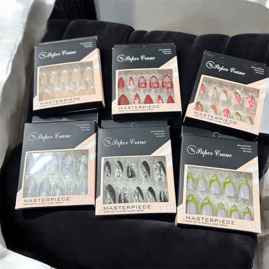 Premium Press-On Nails with printed nails ( pack of 12)