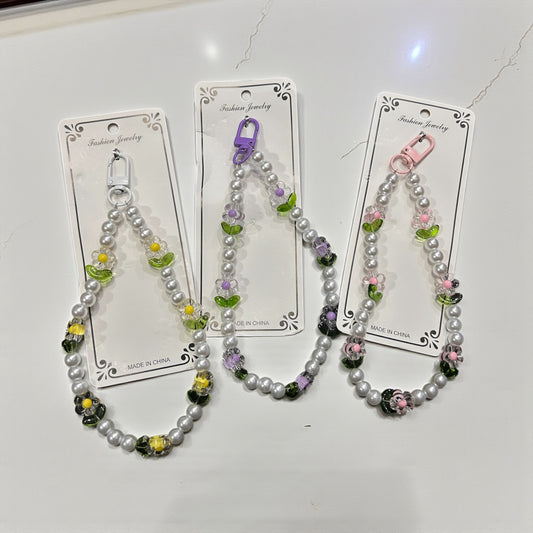 Heart Beads Phone Charm – Cute Crystal Beaded Mobile Strap for Girls & Women-2 (pack of 12)