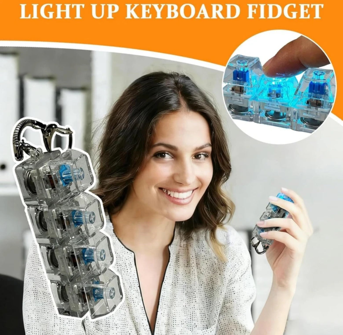 Mechanical Keyboard Switch Keychain Clicky Fidget Toy – Mini Transparent Switch Stress Relief Keyring( pack of 12)available now