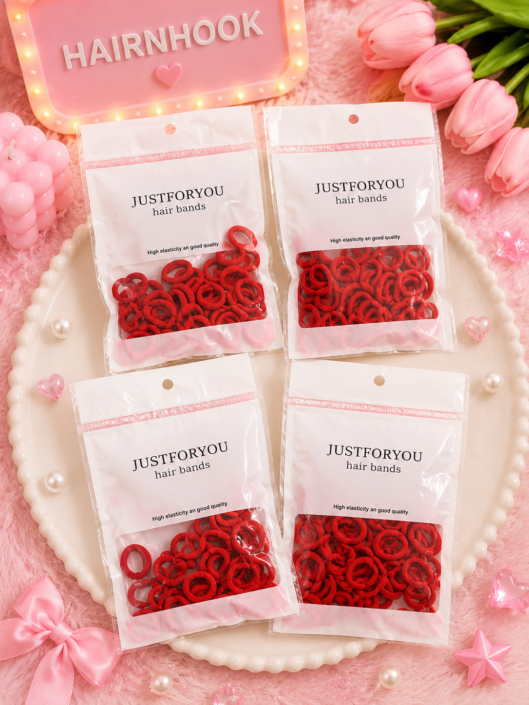 Korean plain rubber band for kids (pack of 12 packet 1 packet has 40 piece)