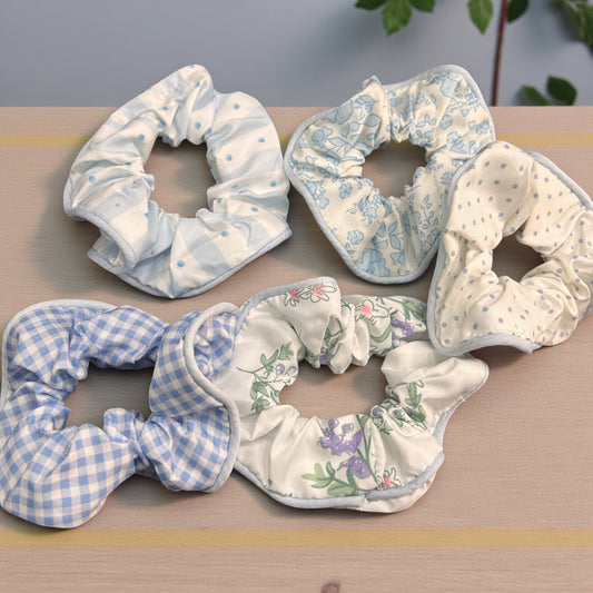 Premium Soft Fabric Hair Scrunchers – Pastel Print ( pack of 12)