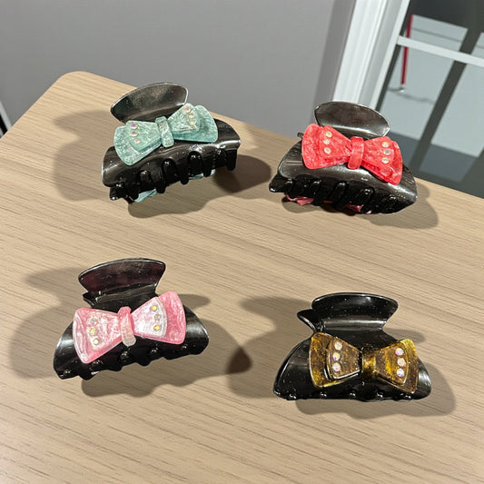 Rhinestone Bow Hair Claw Clips | Elegant Strong Hold Hair Accessories for Women ( pack of 12)