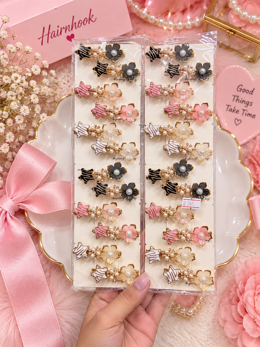 Korean hair accessories pin for girls (pack of 12)