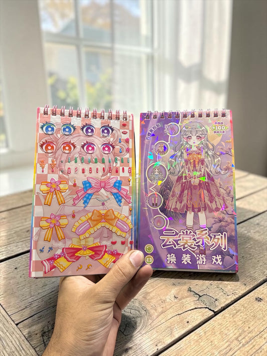 Kawaii Dress-Up Sticker Book | Reusable Fashion Sticker Activity Set for Kids(pack of 12)