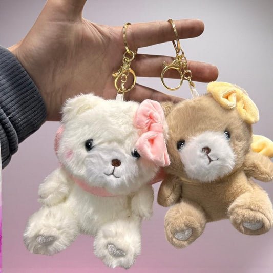 Cute Teddy Bear Plush Keychain Pair | Soft Fur Teddy Bag Charm | Fancy Key Ring
( pack of 6)