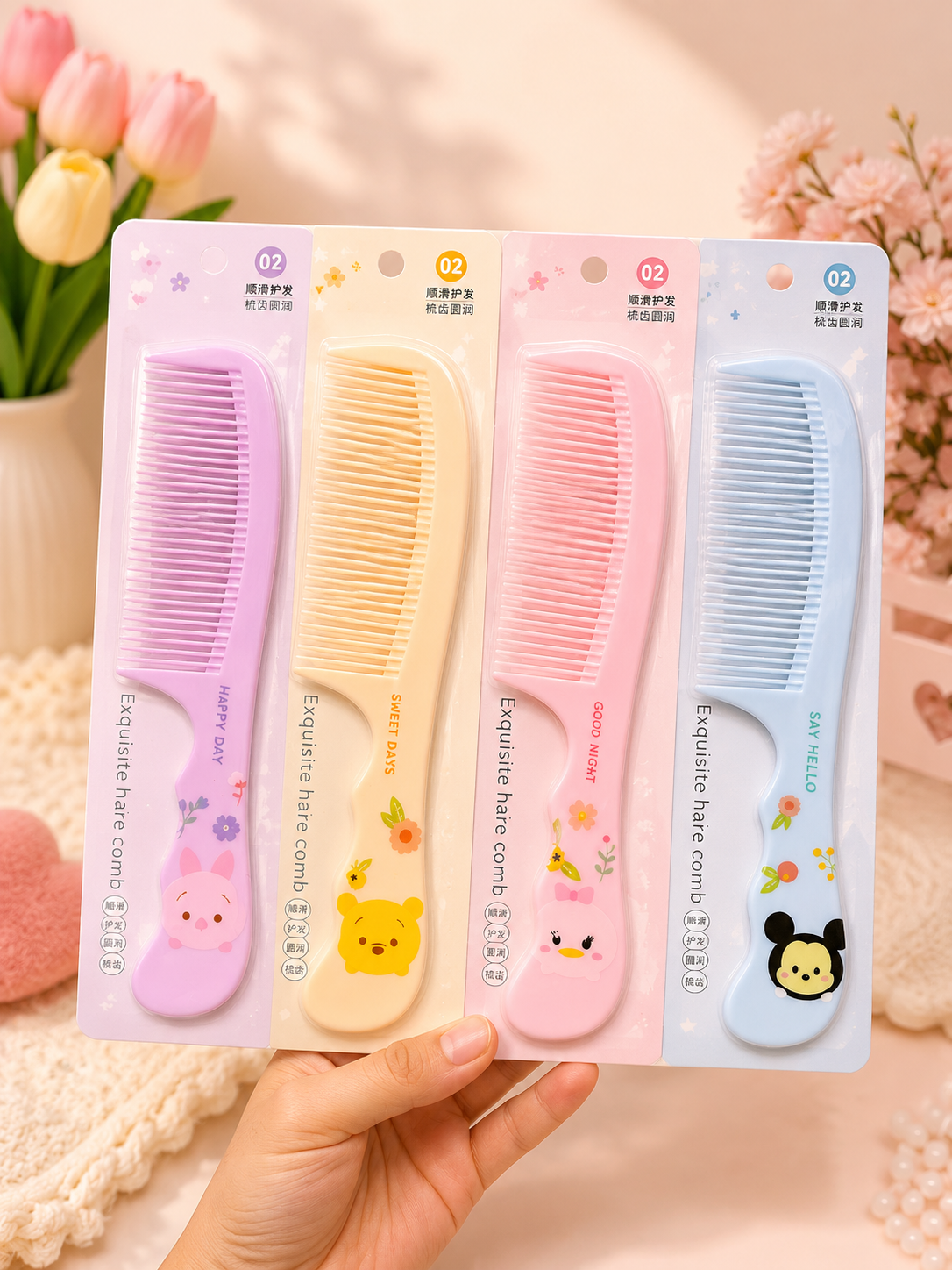 Korean Kawaii Cartoon Hair Comb 🌸✨( pack of 12)