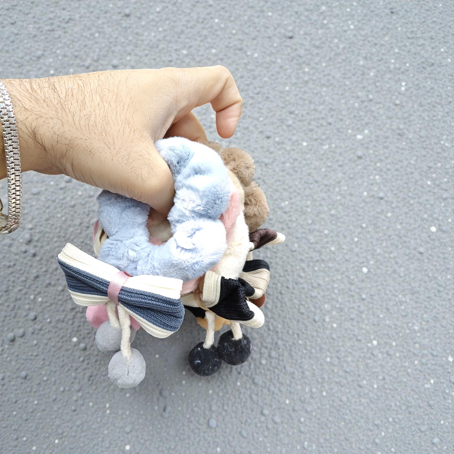 Premium Bow tail Fur scrunchies (pack of 12)