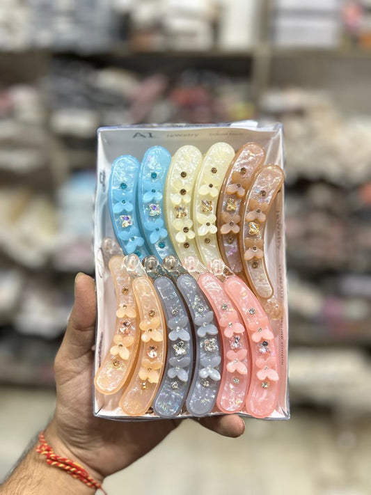 Party wear korean banana clip (pack of 12)