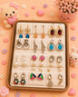 Korean chic earrings with a foldable box ( pack of 12 pieces)