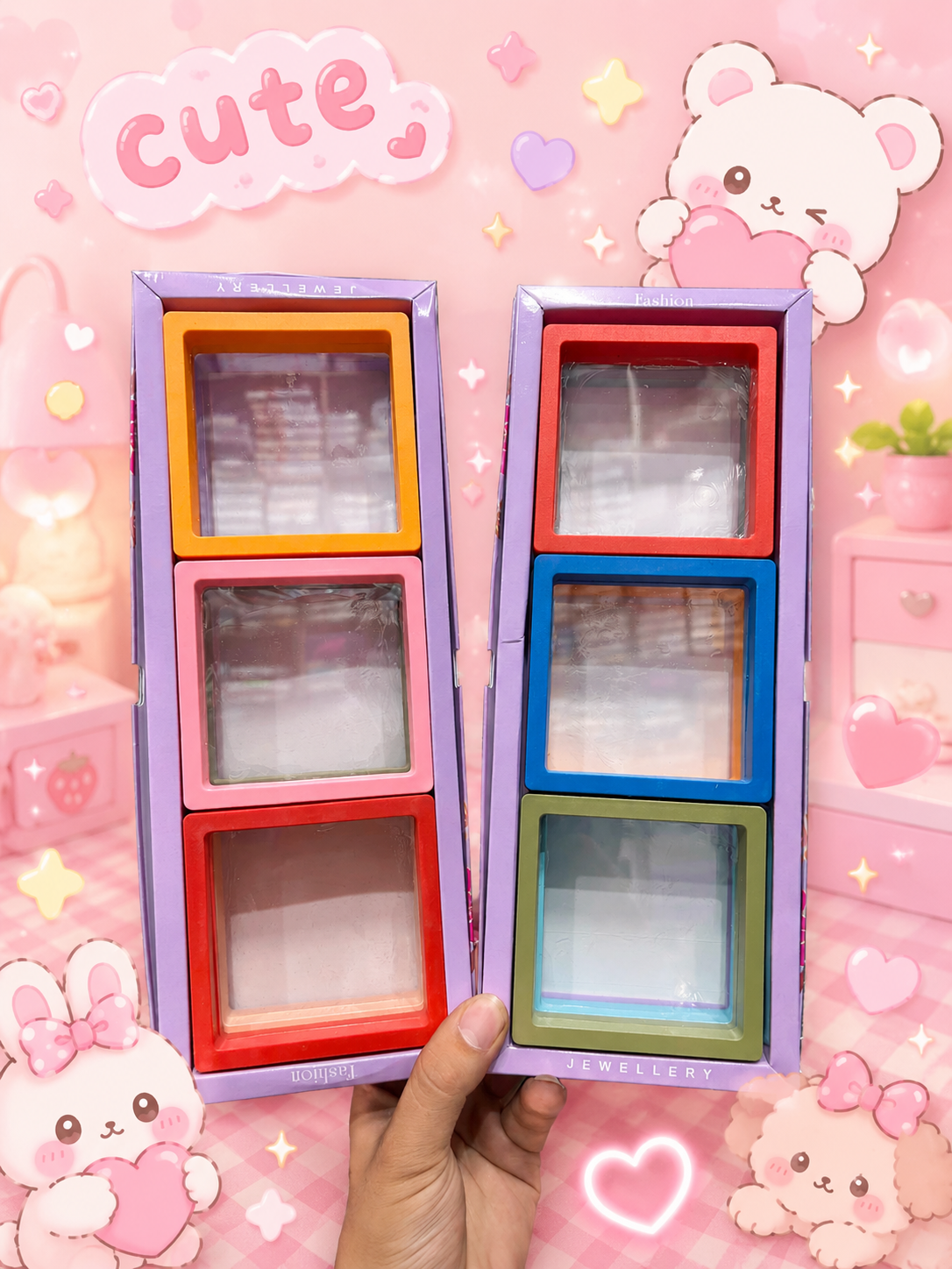 Floating jewelry box with outer  box packing ( pack of 24)
