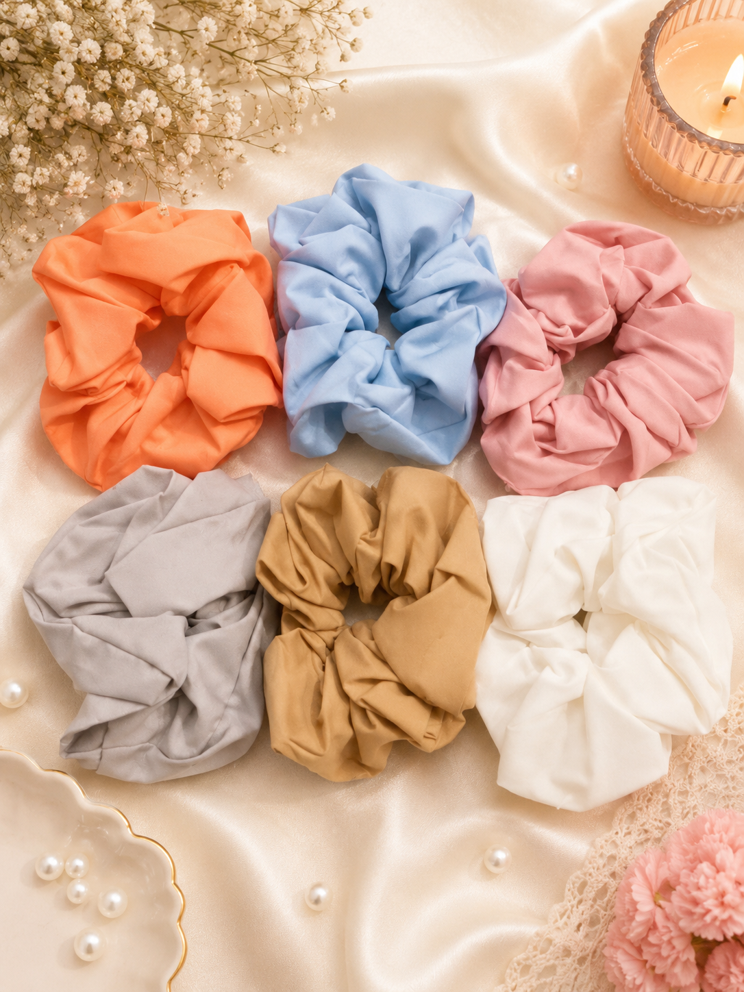 Korean premium scrunchies ( pack of 12)