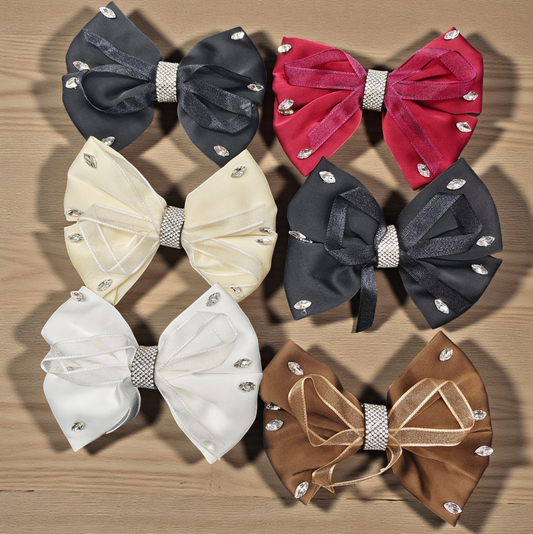 Premium Bow Hair Clutchers with Rhinestone Detailing | Party & Daily Wear (pack of 6)
