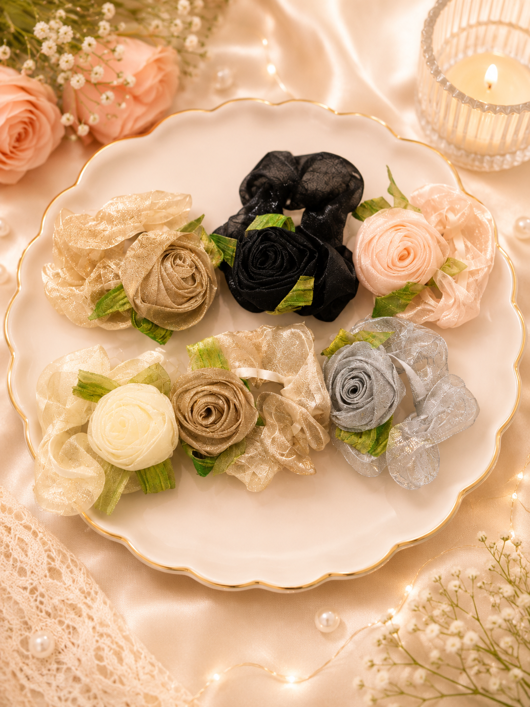 Korean premium scrunchies ( pack of 12)