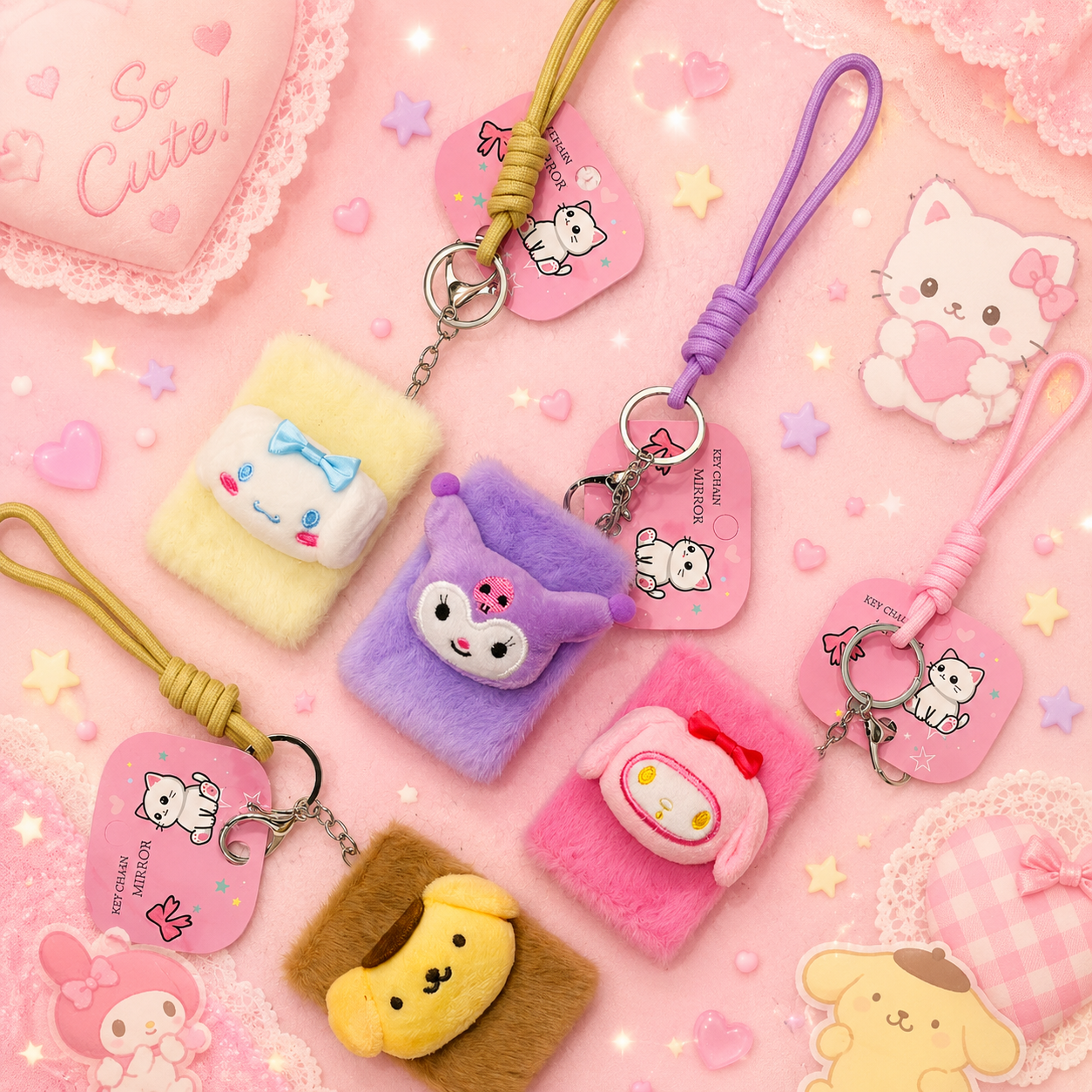 Kawaii pocket mirror ( pack of 6)