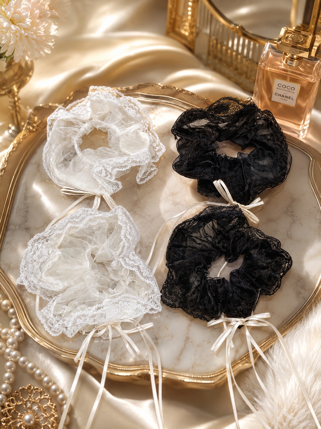 Fluffy korean organza scrunchies (pack of 12)