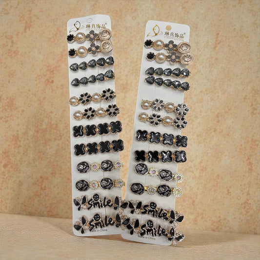 Designer Black Hair Clips Set for Women( pack of 12)