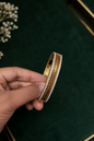 Luxury Gold Finish Openwork Bracelet with Stone Line Design ANTITARNISH-316 polish( pack of 3 piece )