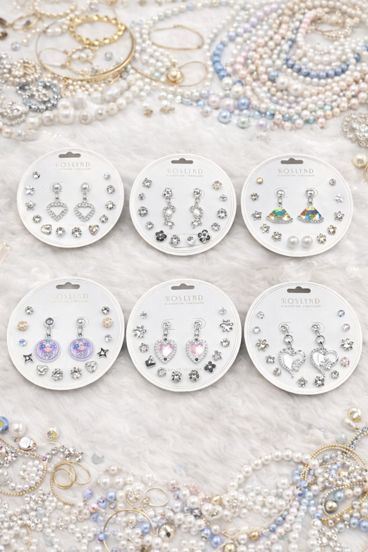 Earings stud combo sets ( pack of 12 cards)