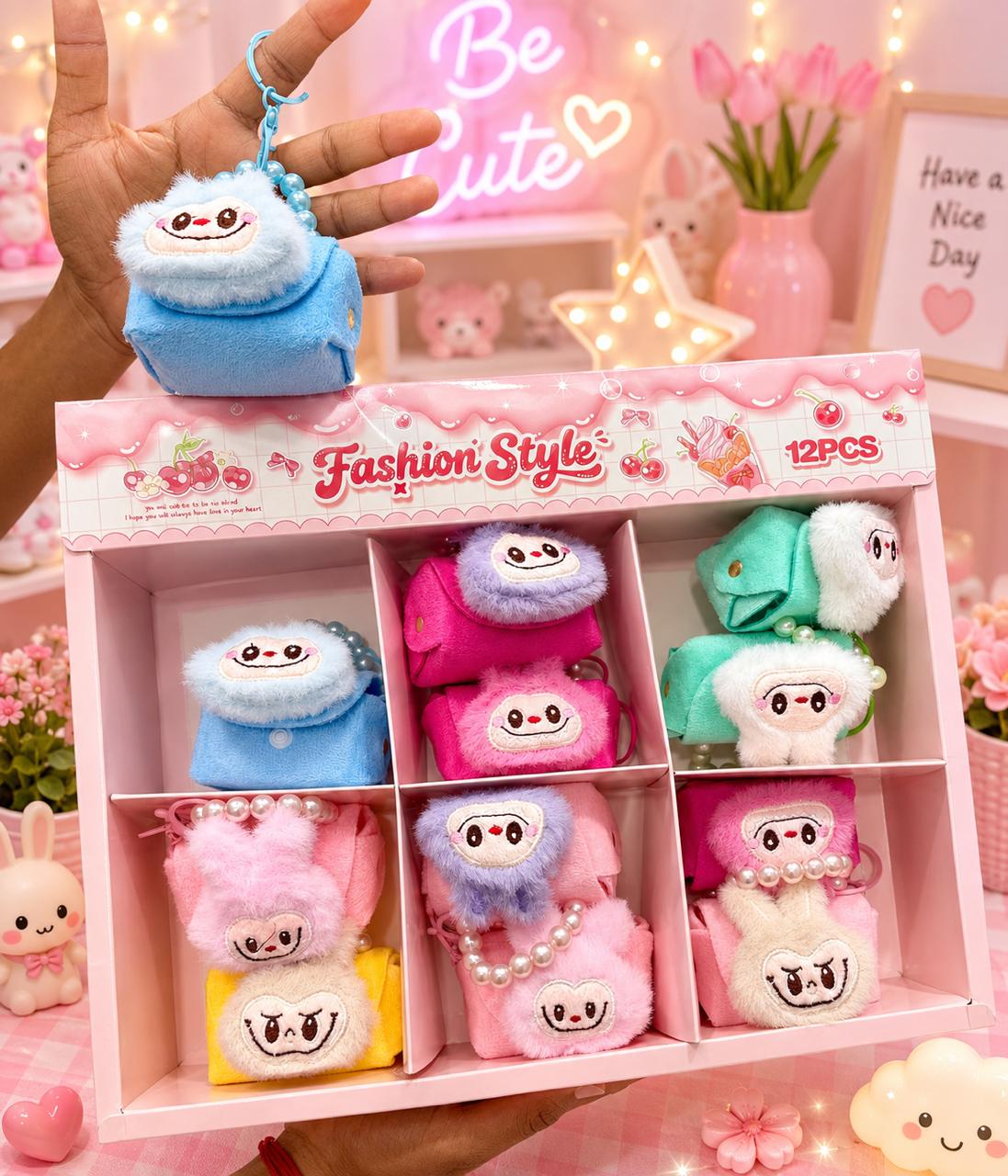 Plushies bag pouch keychain charms( pack of 12)