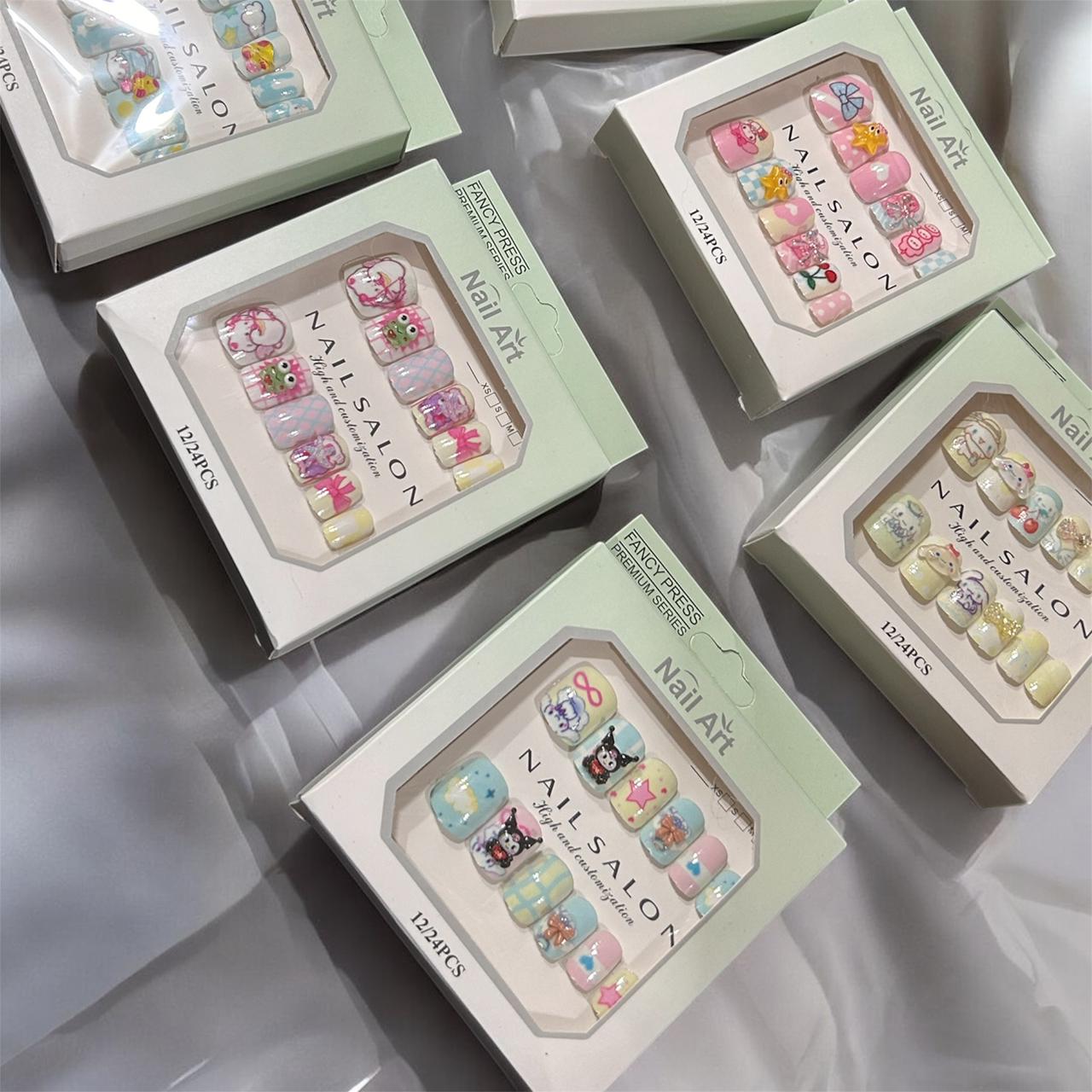 Premium Korean Style Press-On Nails – Cute Nail Art Design ( pack of 12)