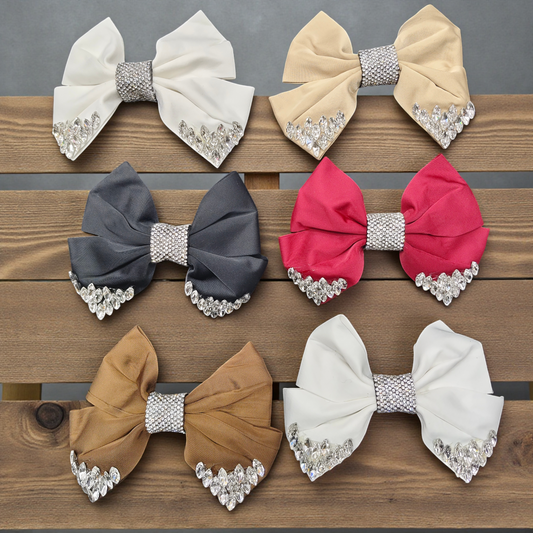 Premium Bow Hair Clutchers with Rhinestone Detailing | Party & Daily Wear (pack of 6)