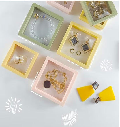 Floating Frame Display Jewellery Container Transparent Storage Organizer Box Dust and Moisture-Proof PE Film Case -20Pcs. - ( 9 * 9 cm) random design