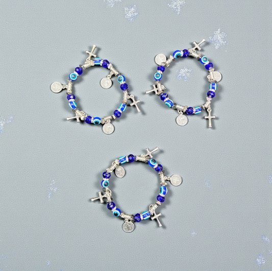 Premium crystal beads bracelet (pack of 12) evil eye