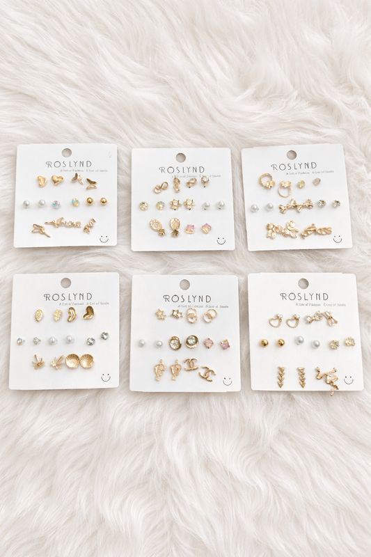 Earings stud combo sets ( pack of 12 cards)