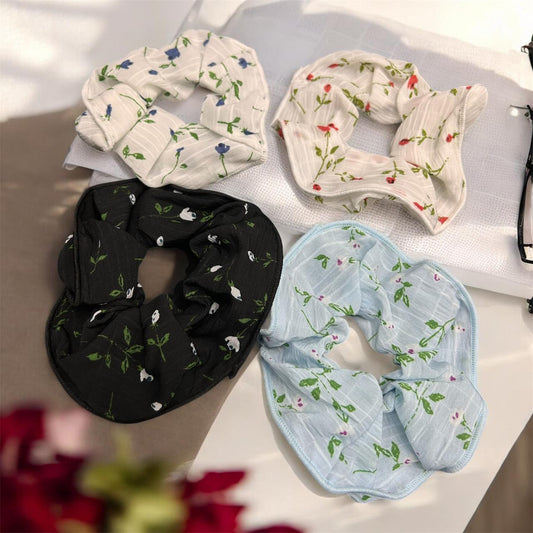 Korean Style Fabric Scrunchie Rubber Band for Daily Wear 5 ( pack of 12)