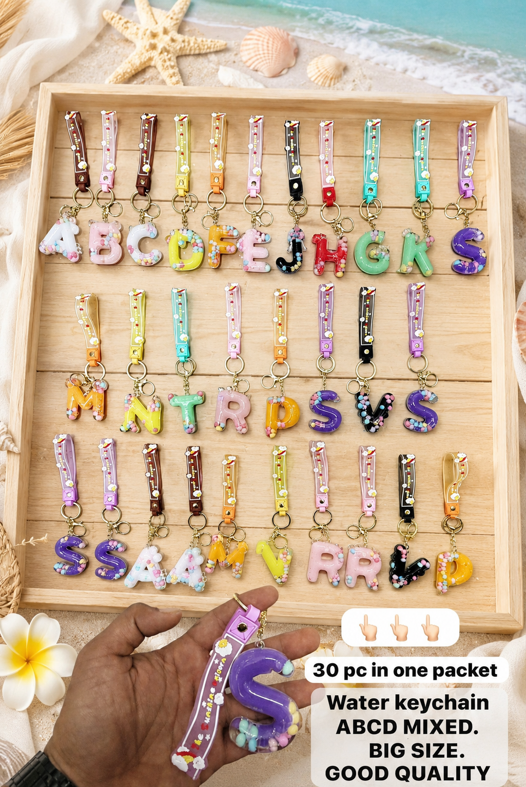 Water Alphabet keychain ( pack of 30 running characters )