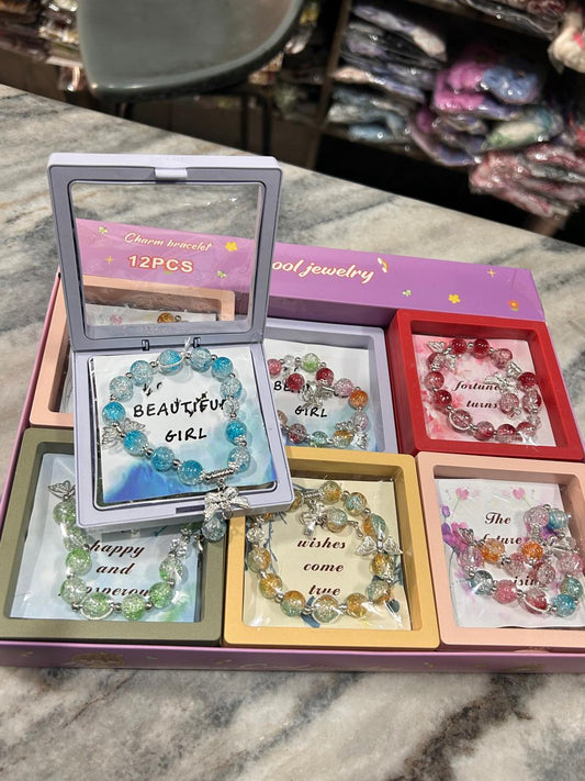 Luxury Marble Stone Bracelet with Charm | Gift Bracelet for Women ( pack of 12)