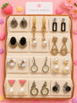 Korean chic earrings with a foldable box ( pack of 12 pieces)