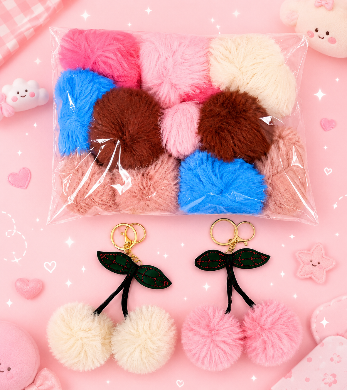 Fur cherry keychain ( pack of 12)