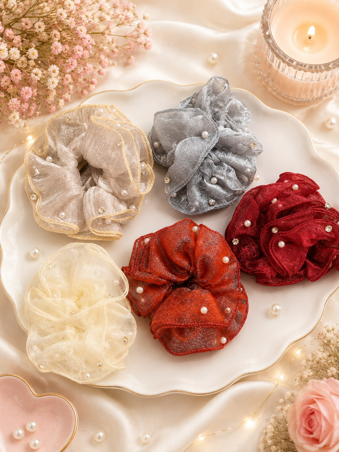 Korean premium scrunchies ( pack of 12)