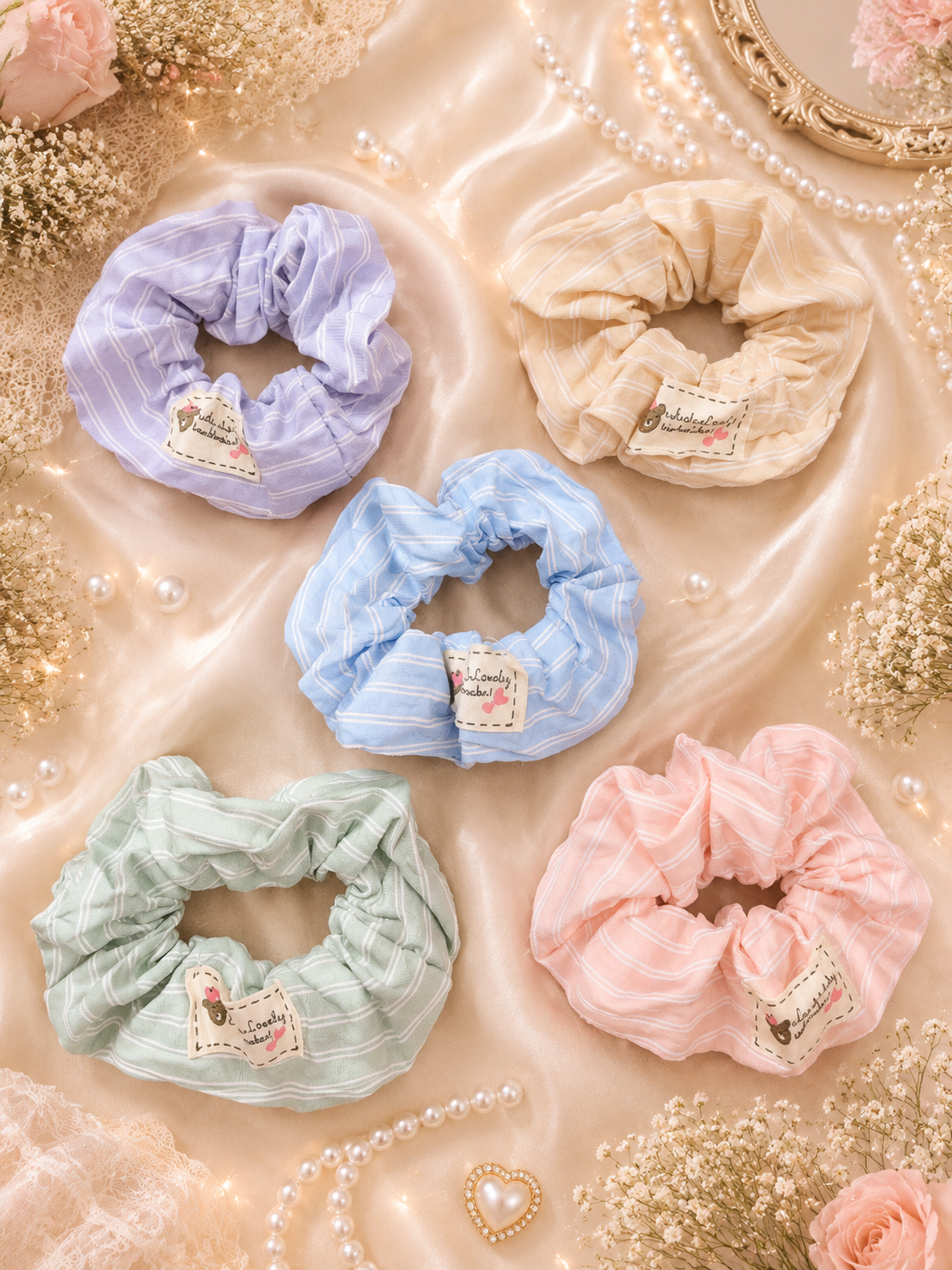 Cute kawaii korean scrunchies ( pack of 12)