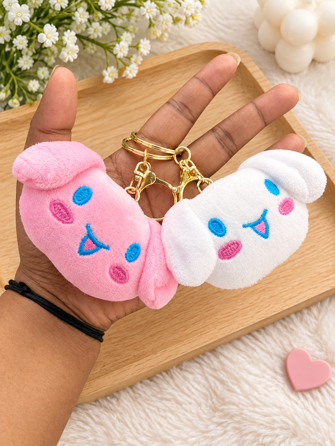 Plushies charms with rosegold keychain (pack of 12 piece)