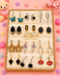Korean chic earrings with a foldable box ( pack of 12 pieces)